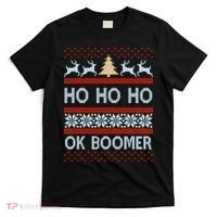 Ok Boomer Funny Ugly Christmas Sweater Ho Ho Ho  T-Shirt thumb 0