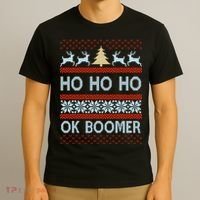 Ok Boomer Funny Ugly Christmas Sweater Ho Ho Ho  T-Shirt thumb 3