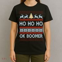 Ok Boomer Funny Ugly Christmas Sweater Ho Ho Ho  T-Shirt thumb 4