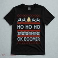 Ok Boomer Funny Ugly Christmas Sweater Ho Ho Ho  T-Shirt thumb 5