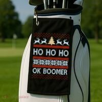 Ok Boomer Funny Ugly Christmas Sweater Ho Ho Ho  Golf Towel thumb 2