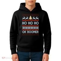 Ok Boomer Funny Ugly Christmas Sweater Ho Ho Ho  Kids Hoodie thumb 4