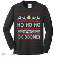 Ok Boomer Funny Ugly Christmas Sweater Ho Ho Ho  Kids Long Sleeve Shirt thumb 0
