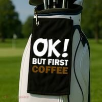 Ok! But First Coffee Golf Towel thumb 2