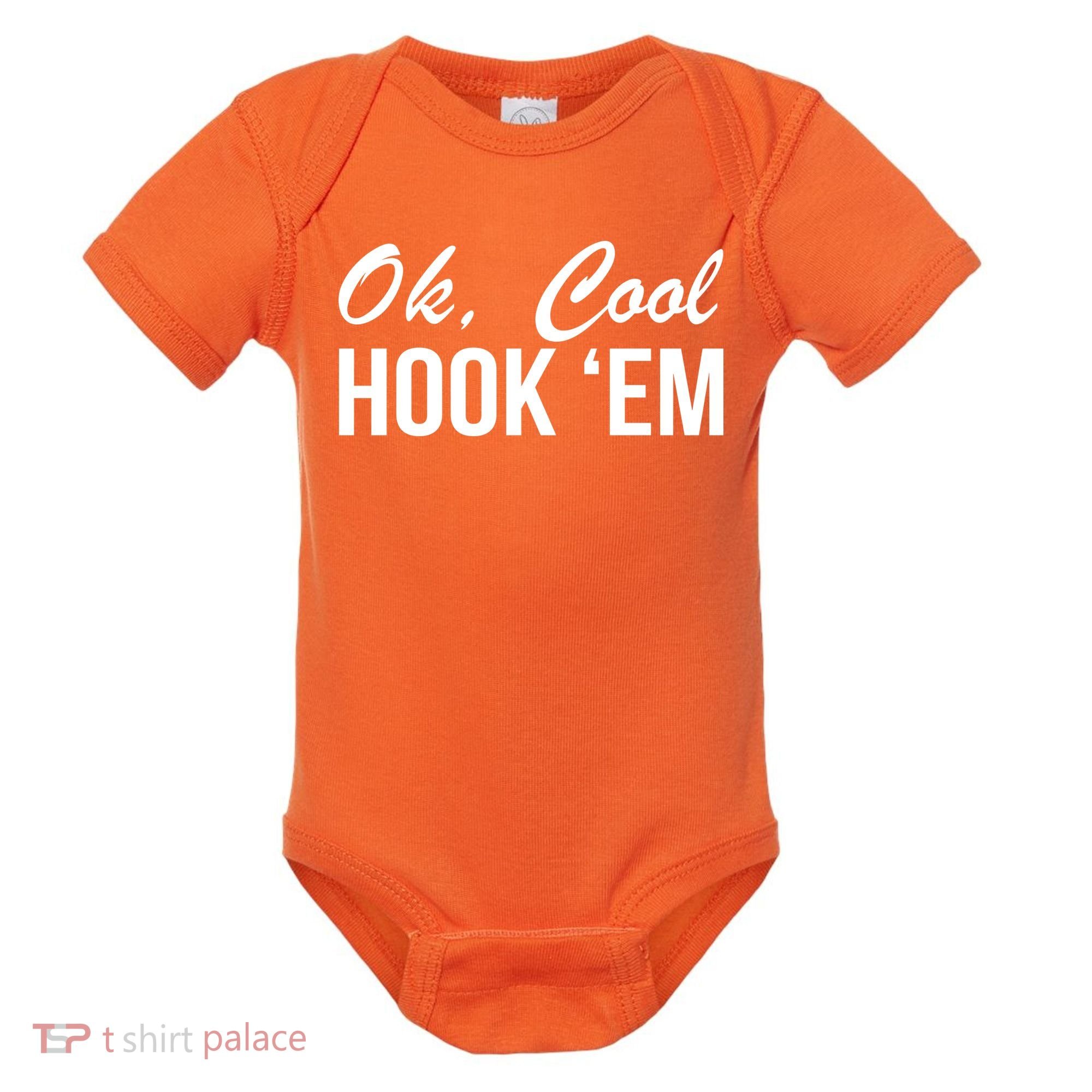 Ok Cool Hook'Em Texas Hook Em Baby Bodysuit