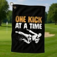 One Kick At A Time Taekwondo Martial Artist Martial Arts Tkd Gift Golf Towel thumb 1