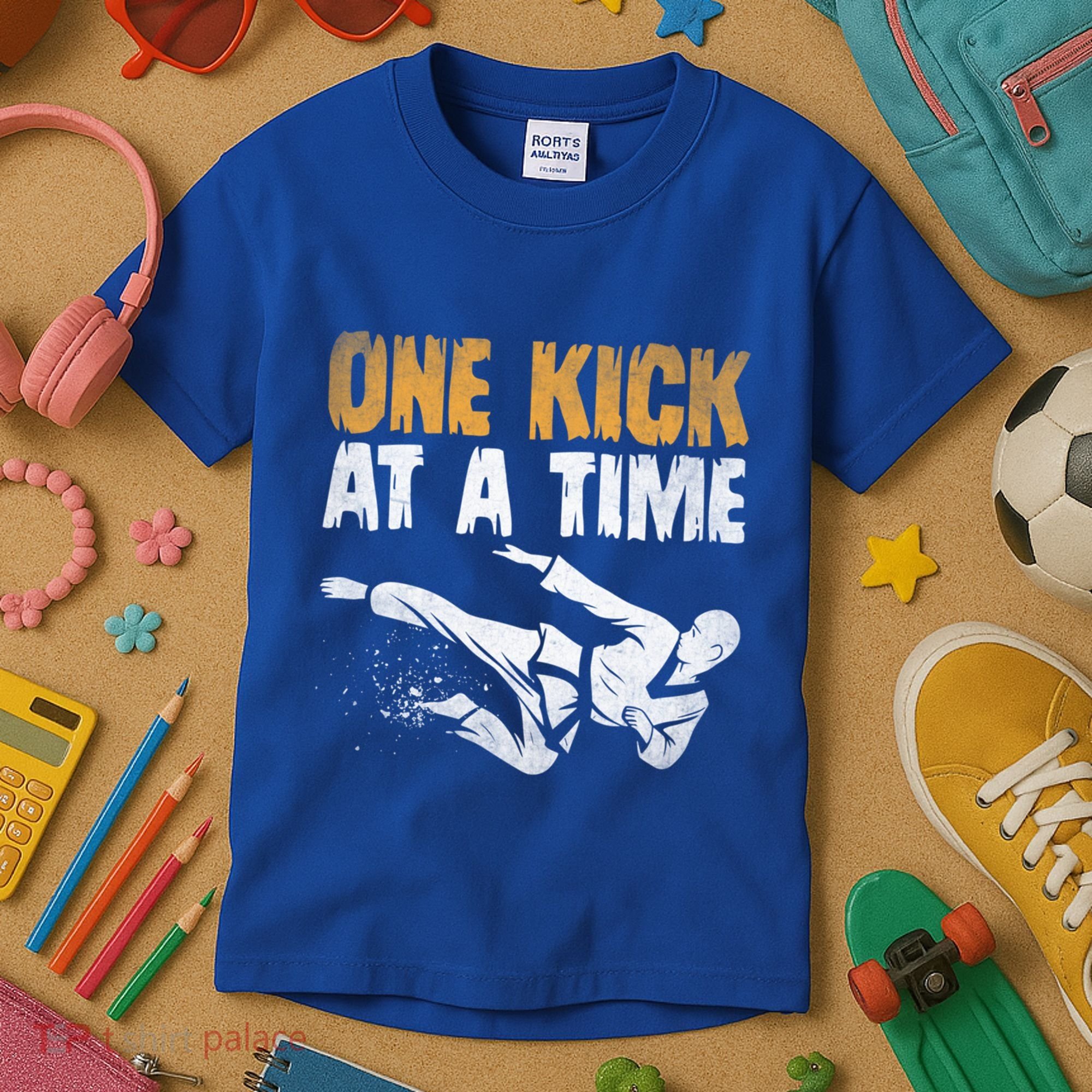 One Kick At A Time Taekwondo Martial Artist Martial Arts Tkd Gift Kids T-Shirt