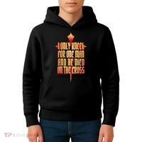 Only Kneel For The One Man Jesus Kids Hoodie thumb 4