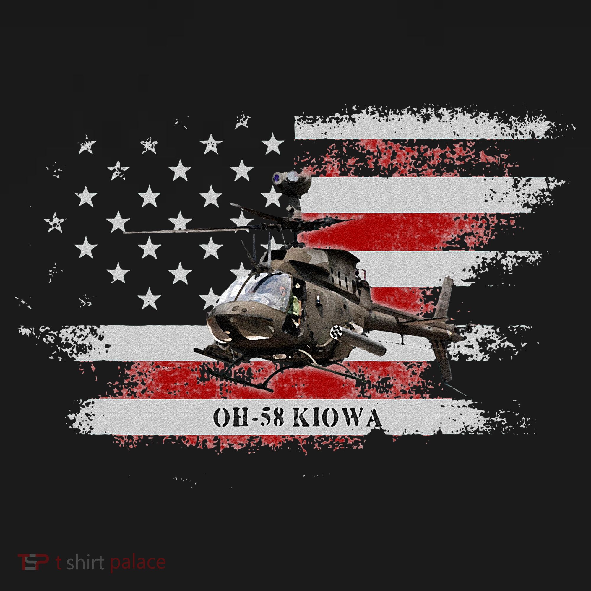 OH58 Kiowa Helicopter USA Flag Helicopter Pilot Gifts T-Shirt