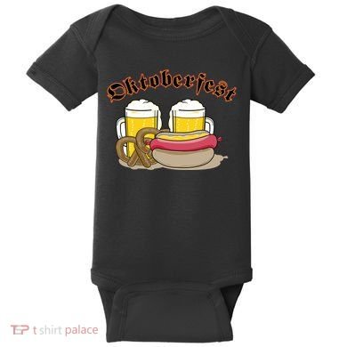 Oktoberfest Beer Pretzel Hot Dog Baby Bodysuit