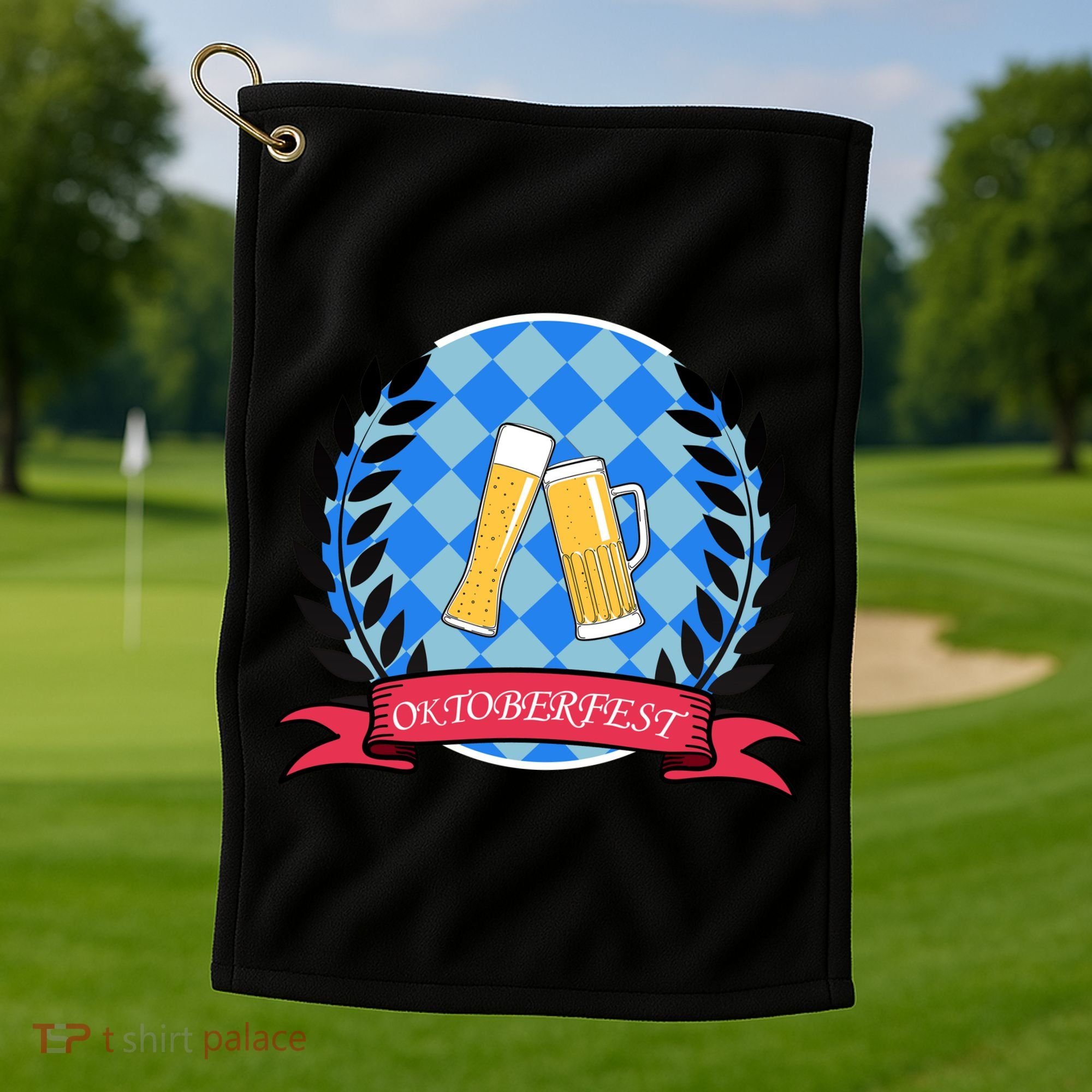 Oktoberfest Beerfest Emblem Golf Towel