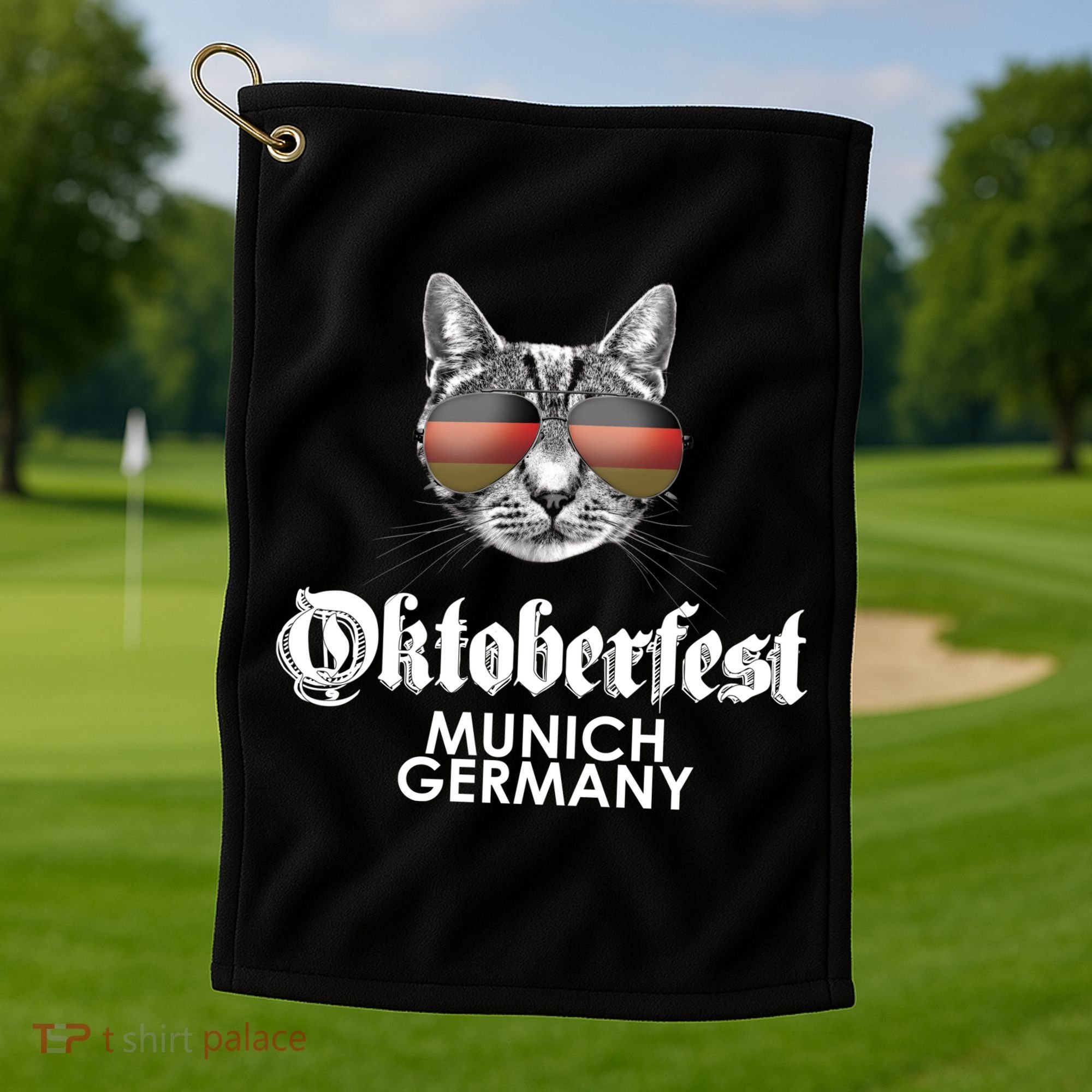 Oktoberfest Cat Munich Germany Golf Towel