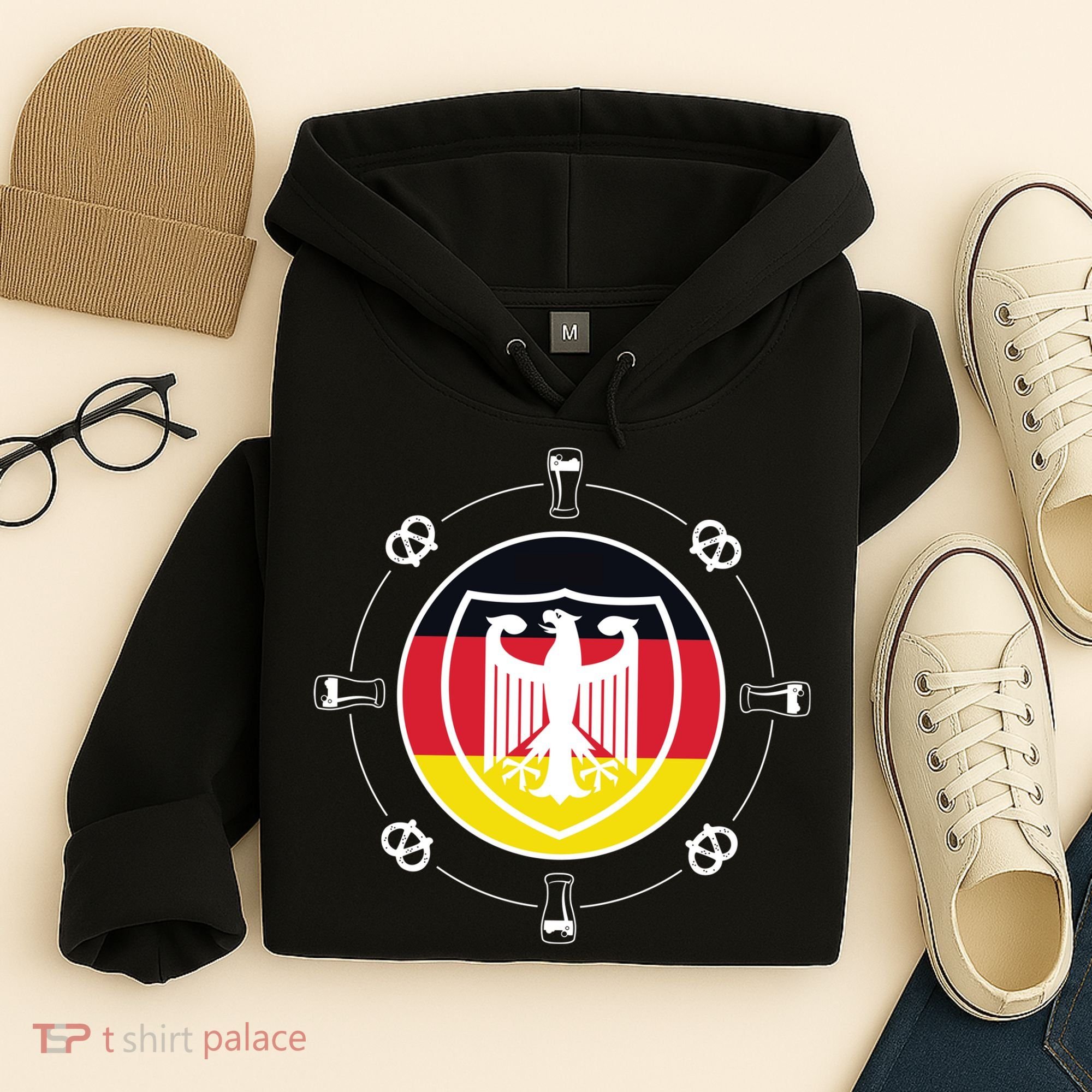 Oktoberfest Circle Eagle Flag Logo  Hoodie