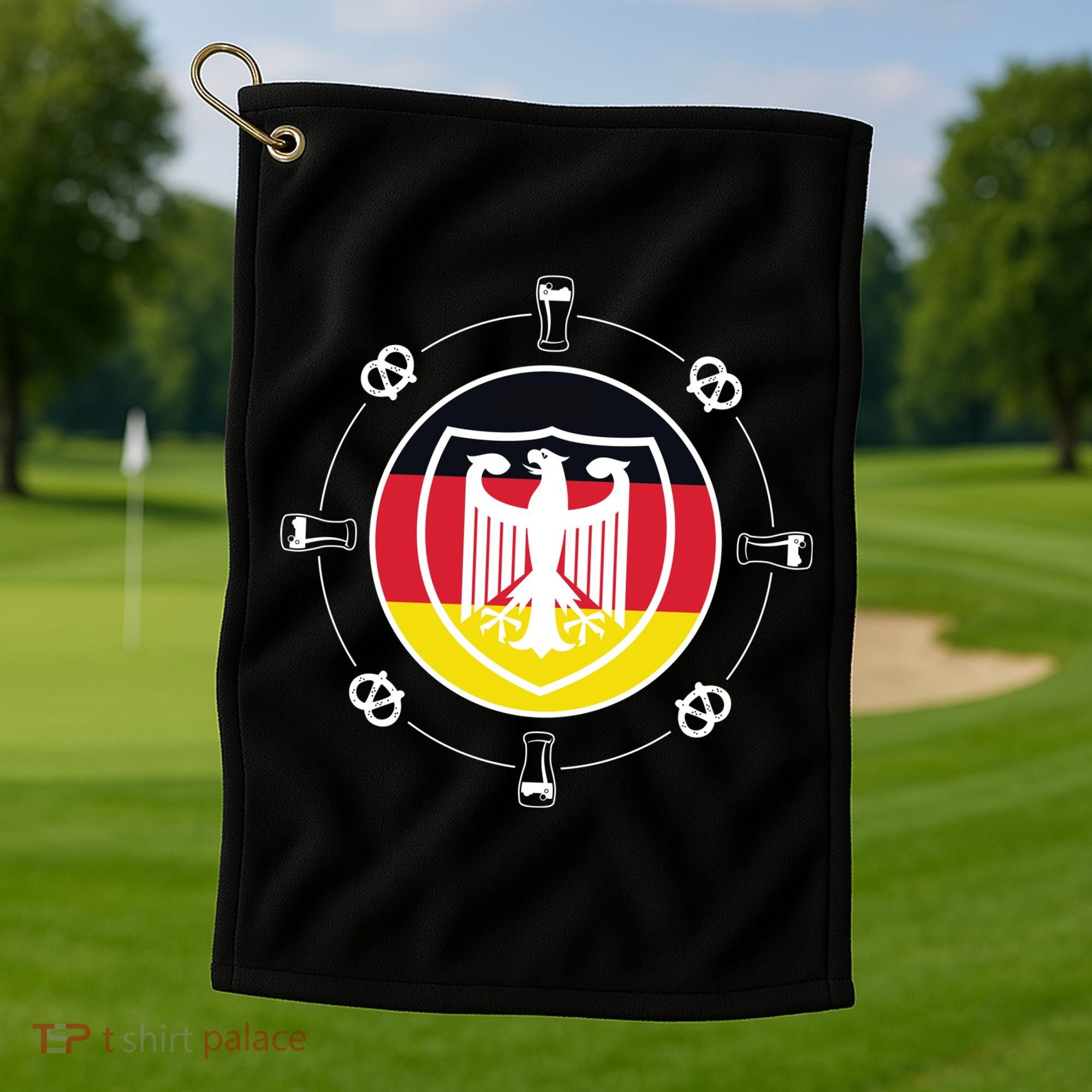 Oktoberfest Circle Eagle Flag Logo  Golf Towel