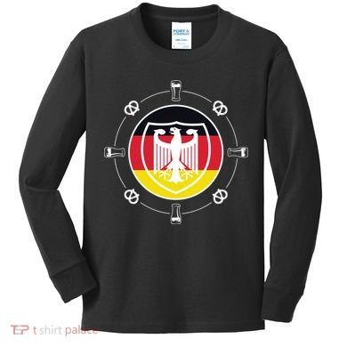 Oktoberfest Circle Eagle Flag Logo  Kids Long Sleeve Shirt