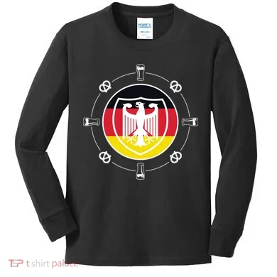 Oktoberfest Circle Eagle Flag Logo Kids Long Sleeve Shirt