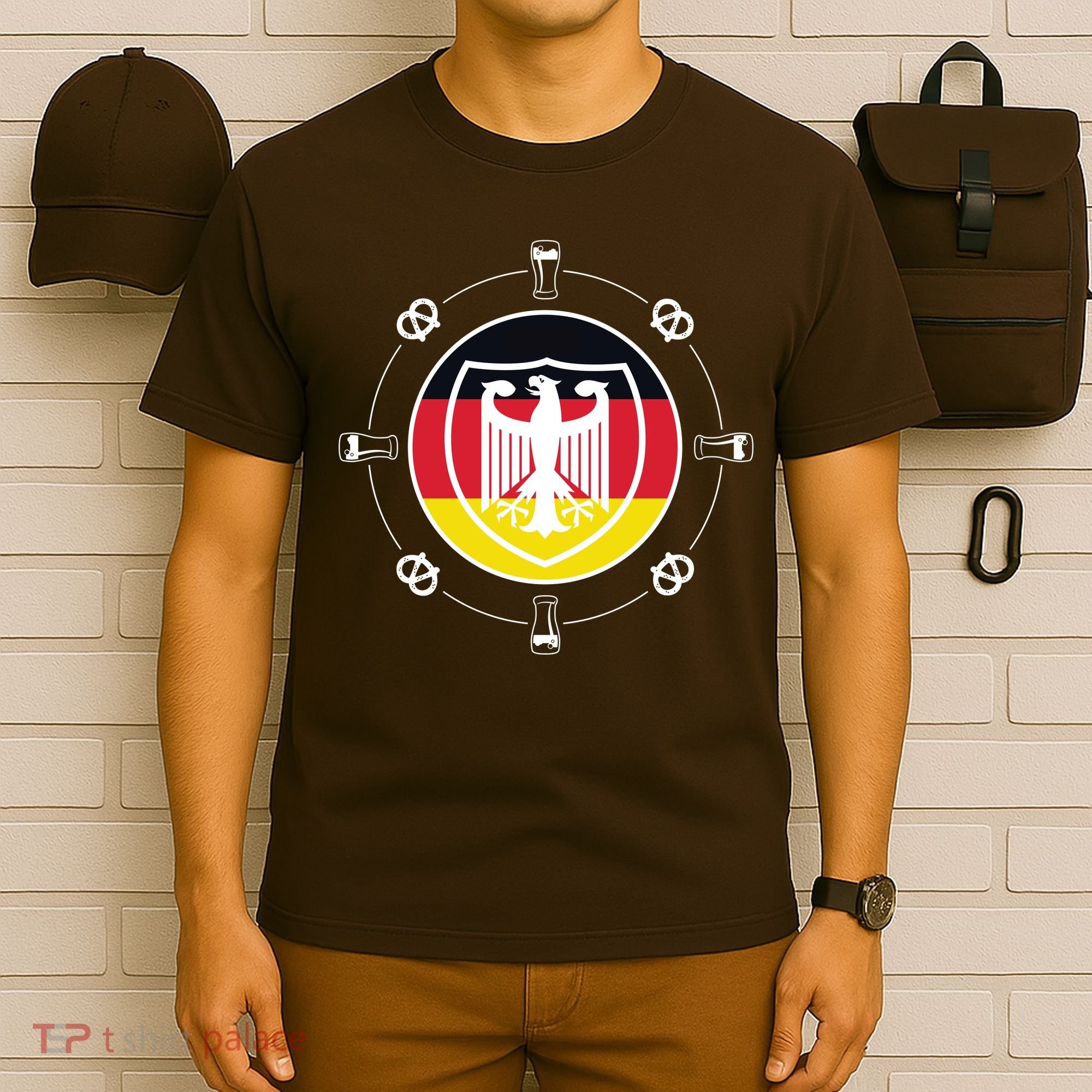 Oktoberfest Circle Eagle Flag Logo  T-Shirt