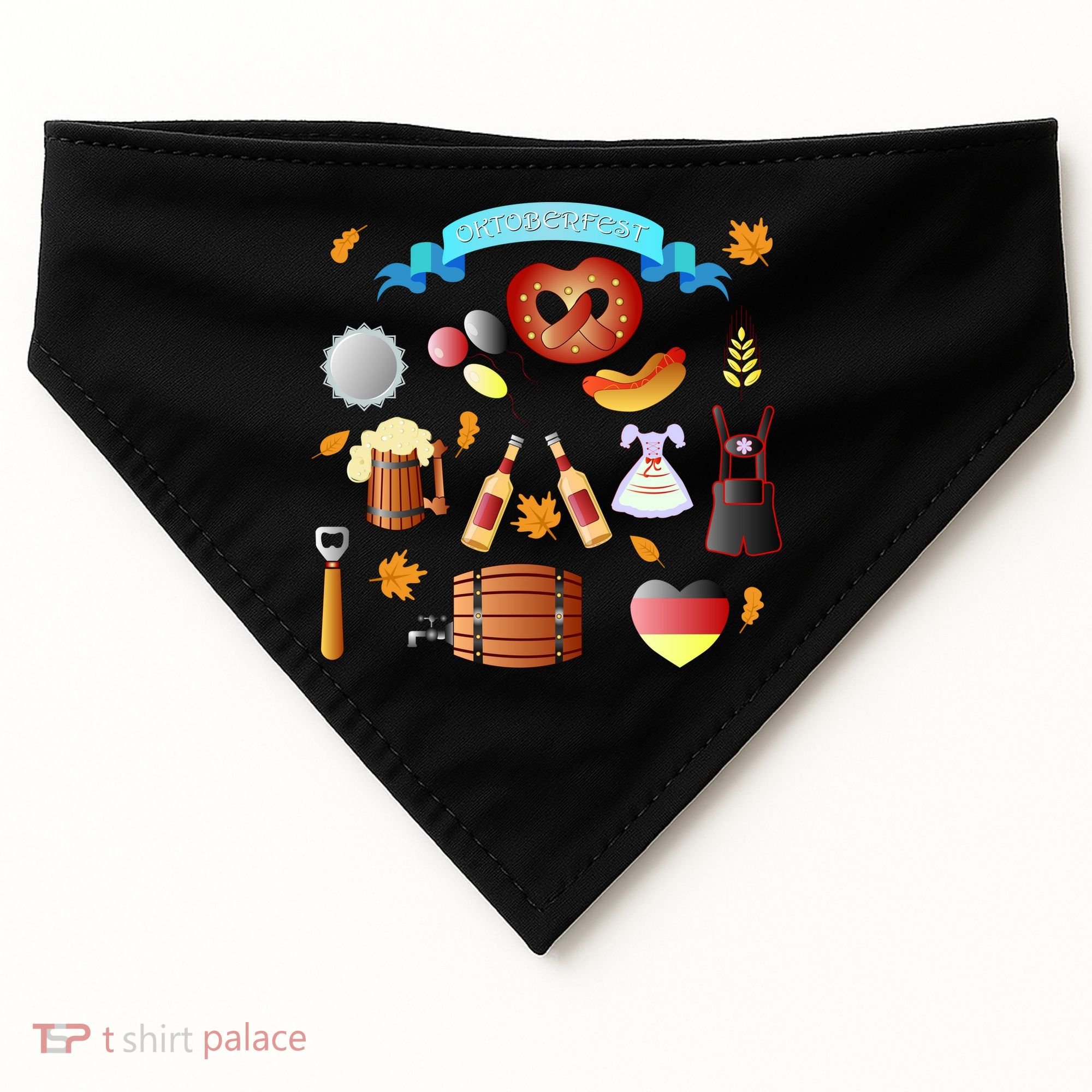 Oktoberfest Festive Mashup Beer Pretzel German USA-Made Doggie Bandana