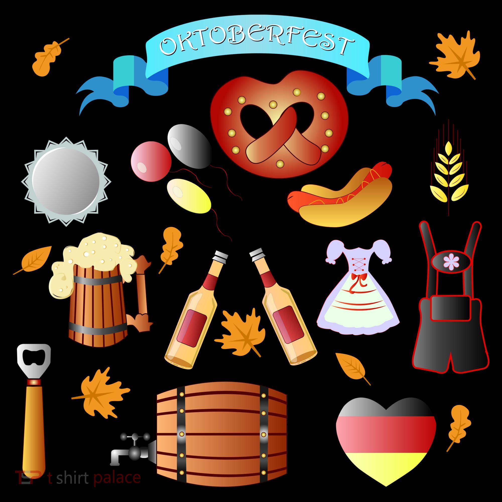 Oktoberfest Festive Mashup Beer Pretzel German T-Shirt