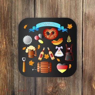 Oktoberfest Festive Mashup Beer Pretzel German Coaster