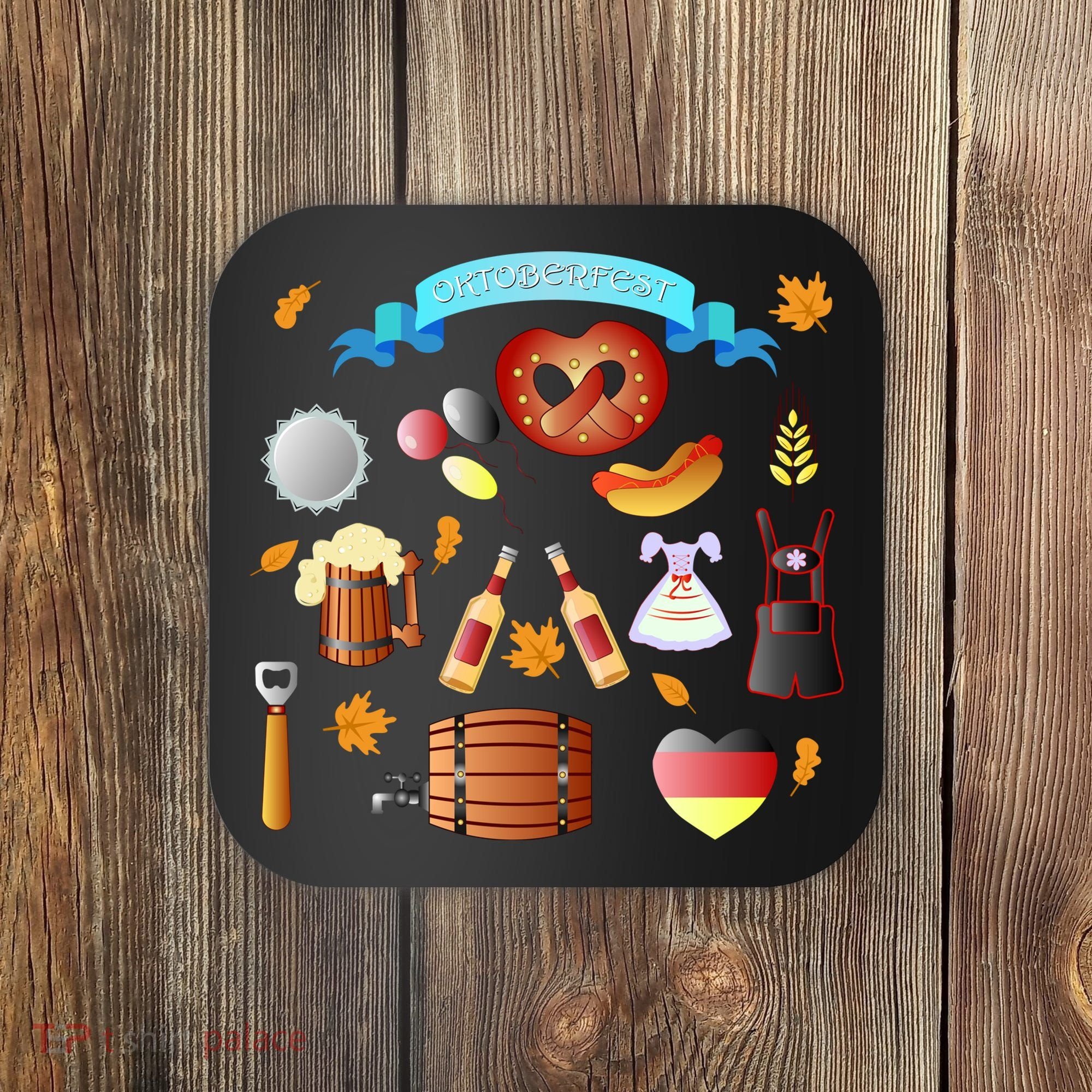Oktoberfest Festive Mashup Beer Pretzel German Coaster