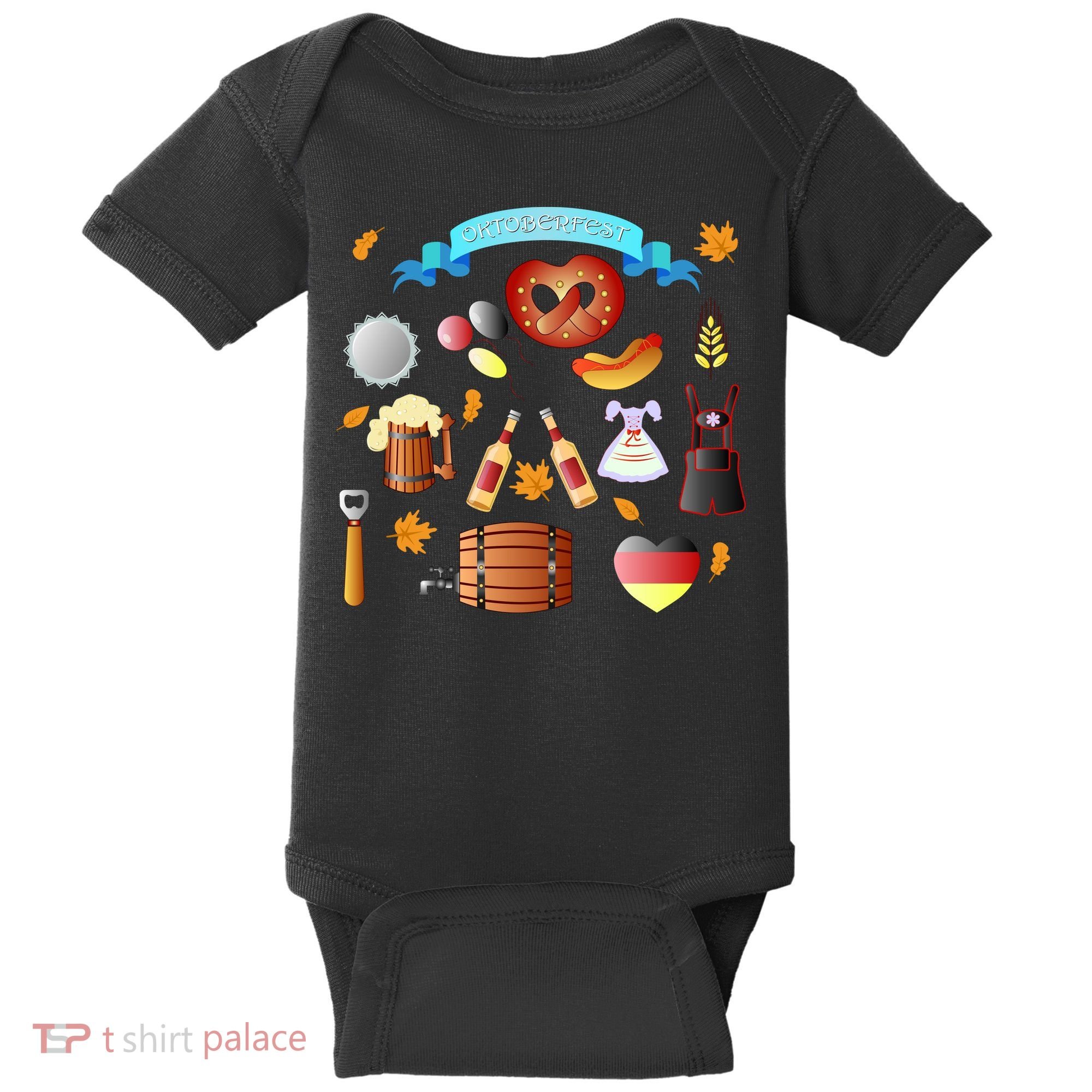 Oktoberfest Festive Mashup Beer Pretzel German Baby Bodysuit