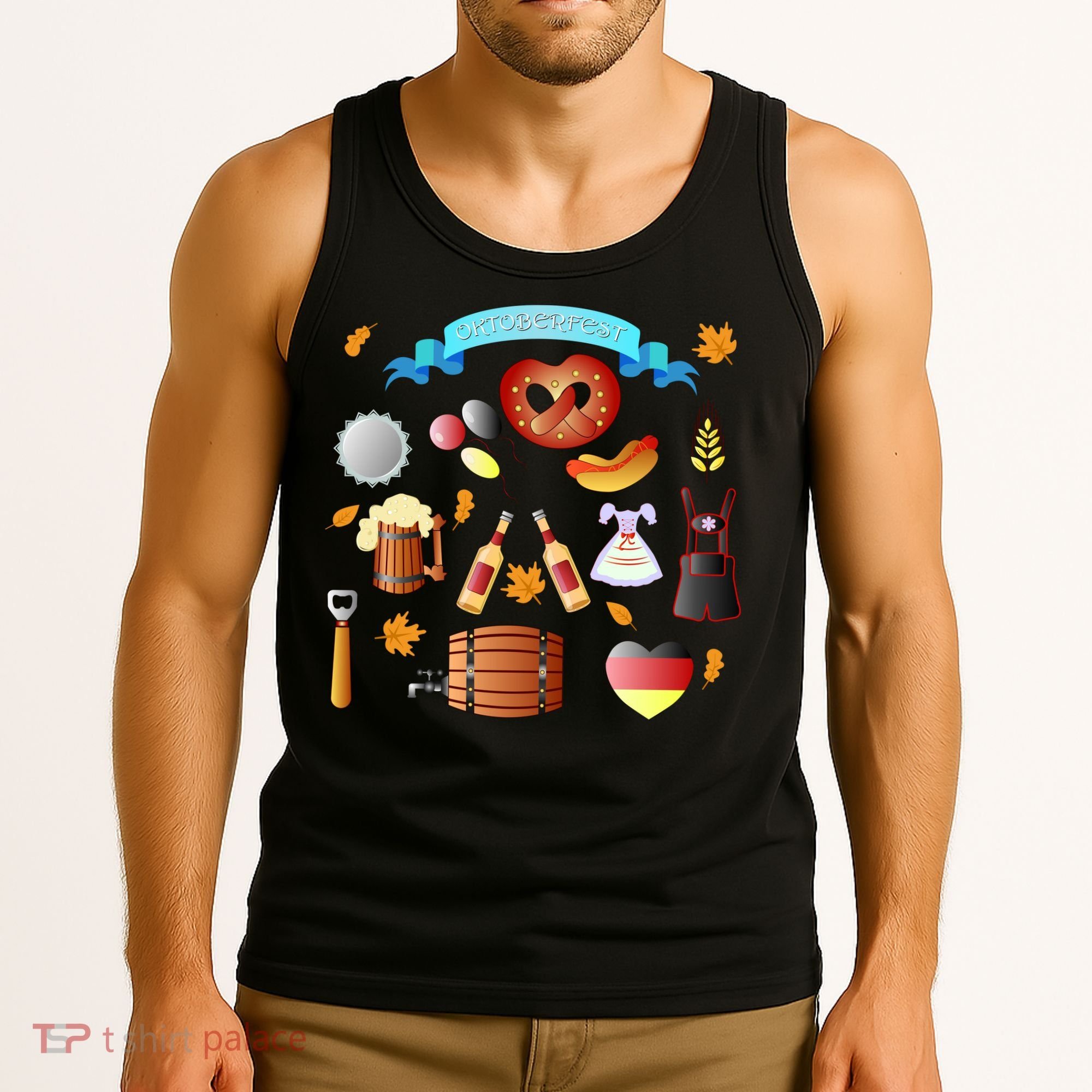 Oktoberfest Festive Mashup Beer Pretzel German Tank Top