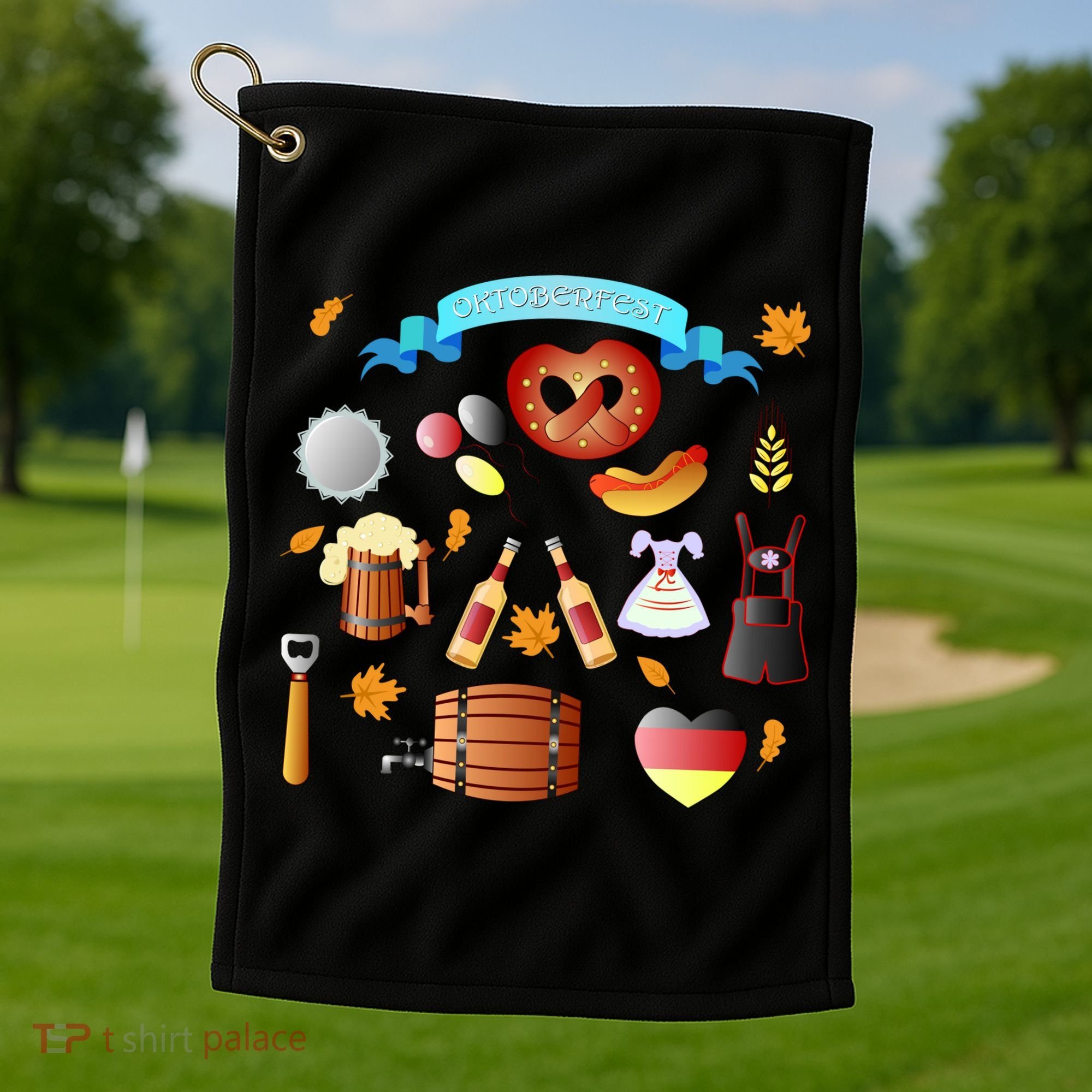 Oktoberfest Festive Mashup Beer Pretzel German Golf Towel