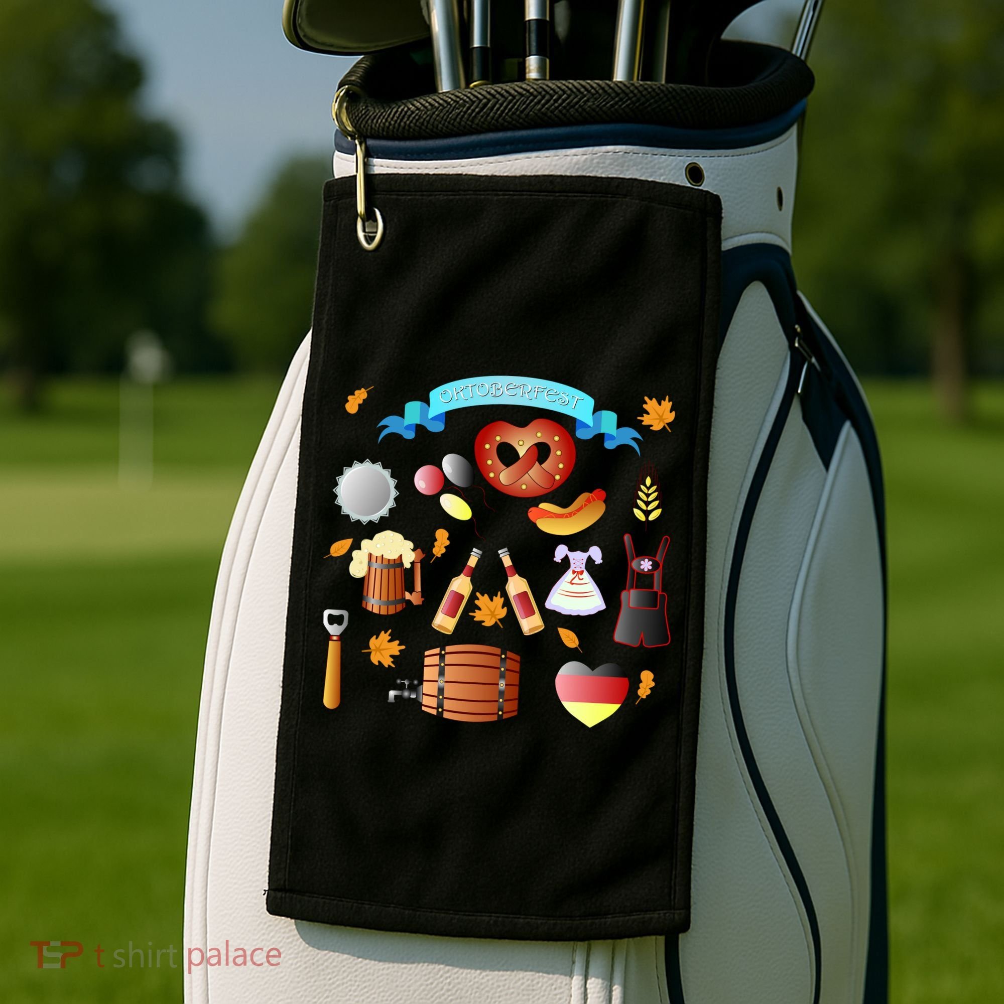 Oktoberfest Festive Mashup Beer Pretzel German Golf Towel