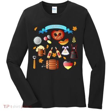 Oktoberfest Festive Mashup Beer Pretzel German Women's Long Sleeve Shirt