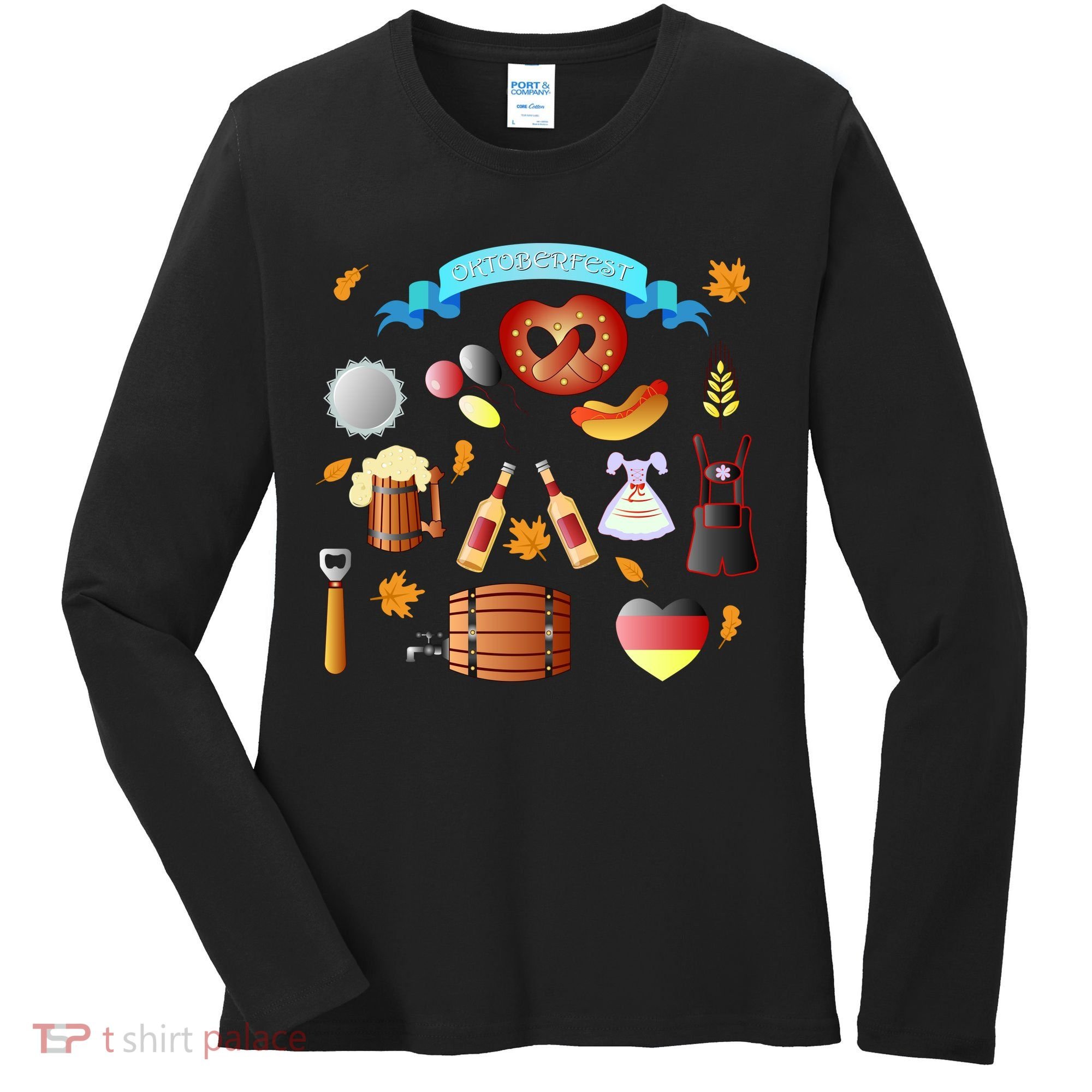 Oktoberfest Festive Mashup Beer Pretzel German Women's Long Sleeve Shirt