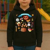 Oktoberfest Festive Mashup Beer Pretzel German Kids Hoodie thumb 3