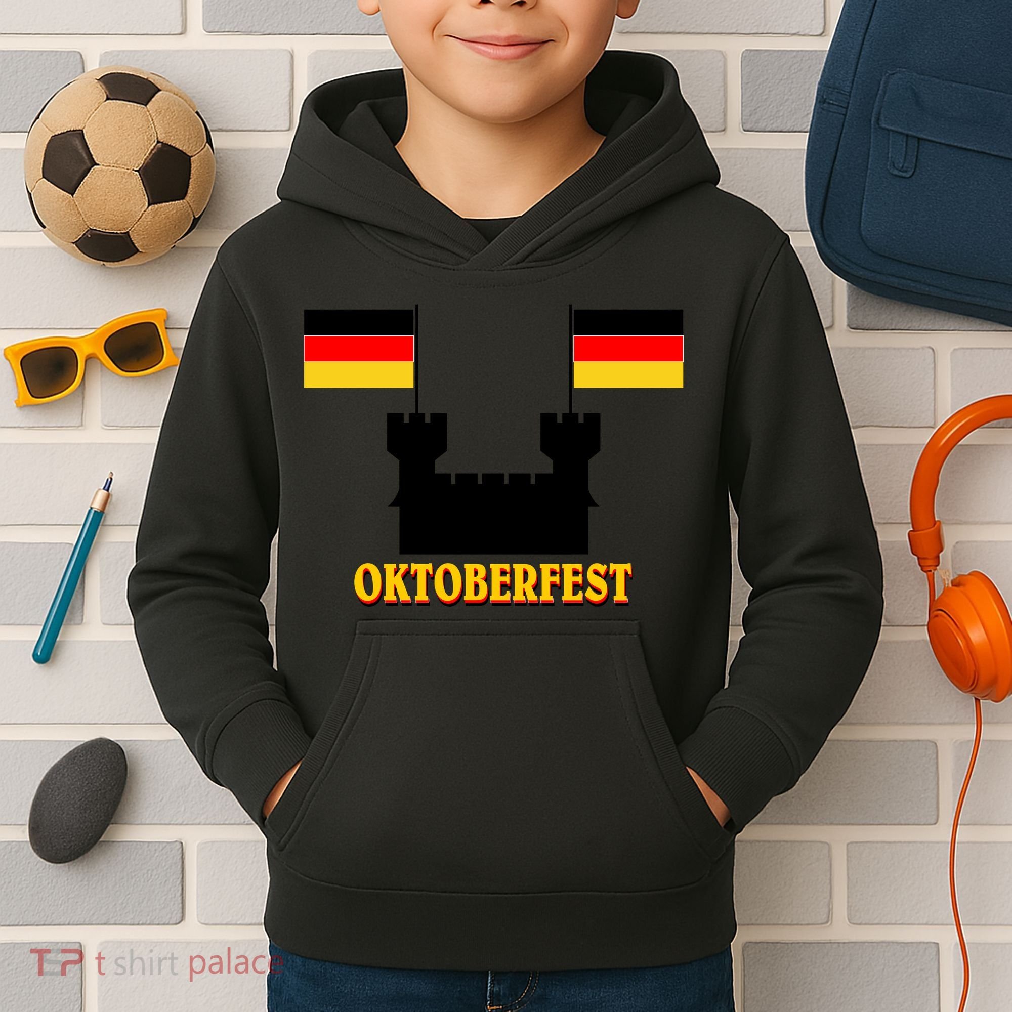 Oktoberfest German Flag Castle Kids Hoodie