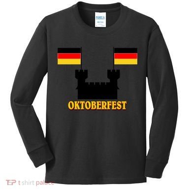 Oktoberfest German Flag Castle Kids Long Sleeve Shirt