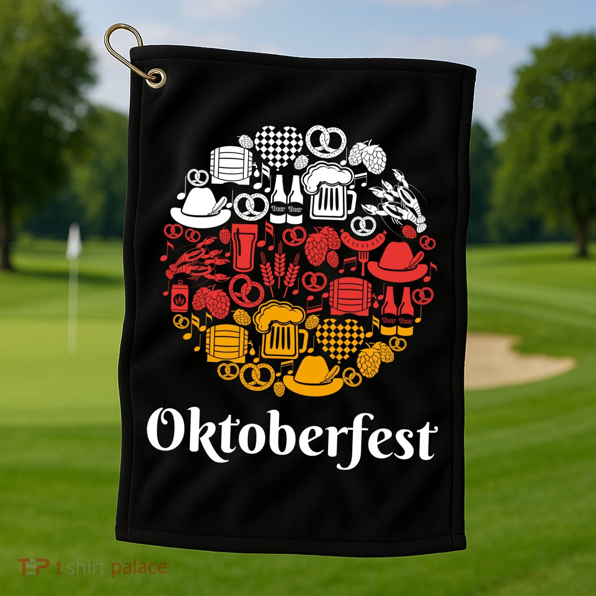 Oktoberfest Holiday Flag Mash Up Golf Towel