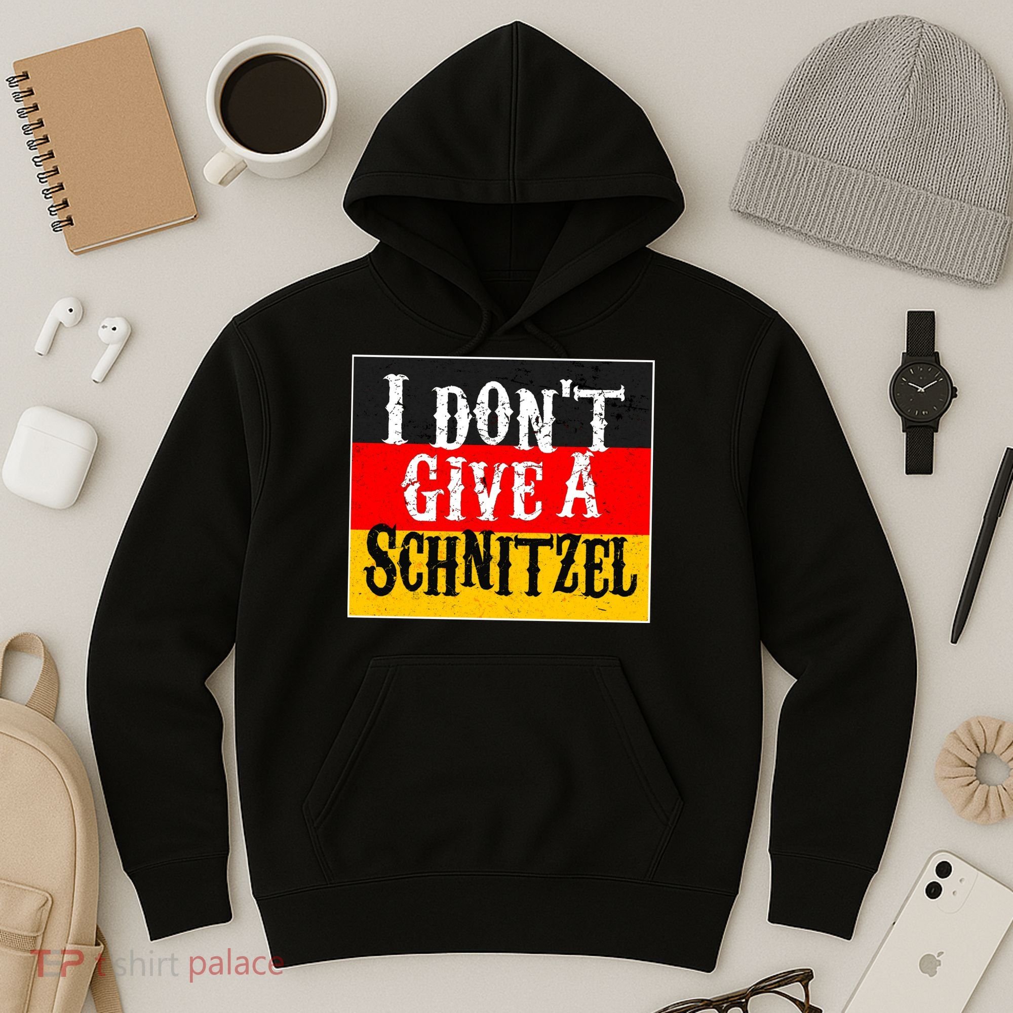 Oktoberfest I Don't Give A Schnitzel German Flag Hoodie