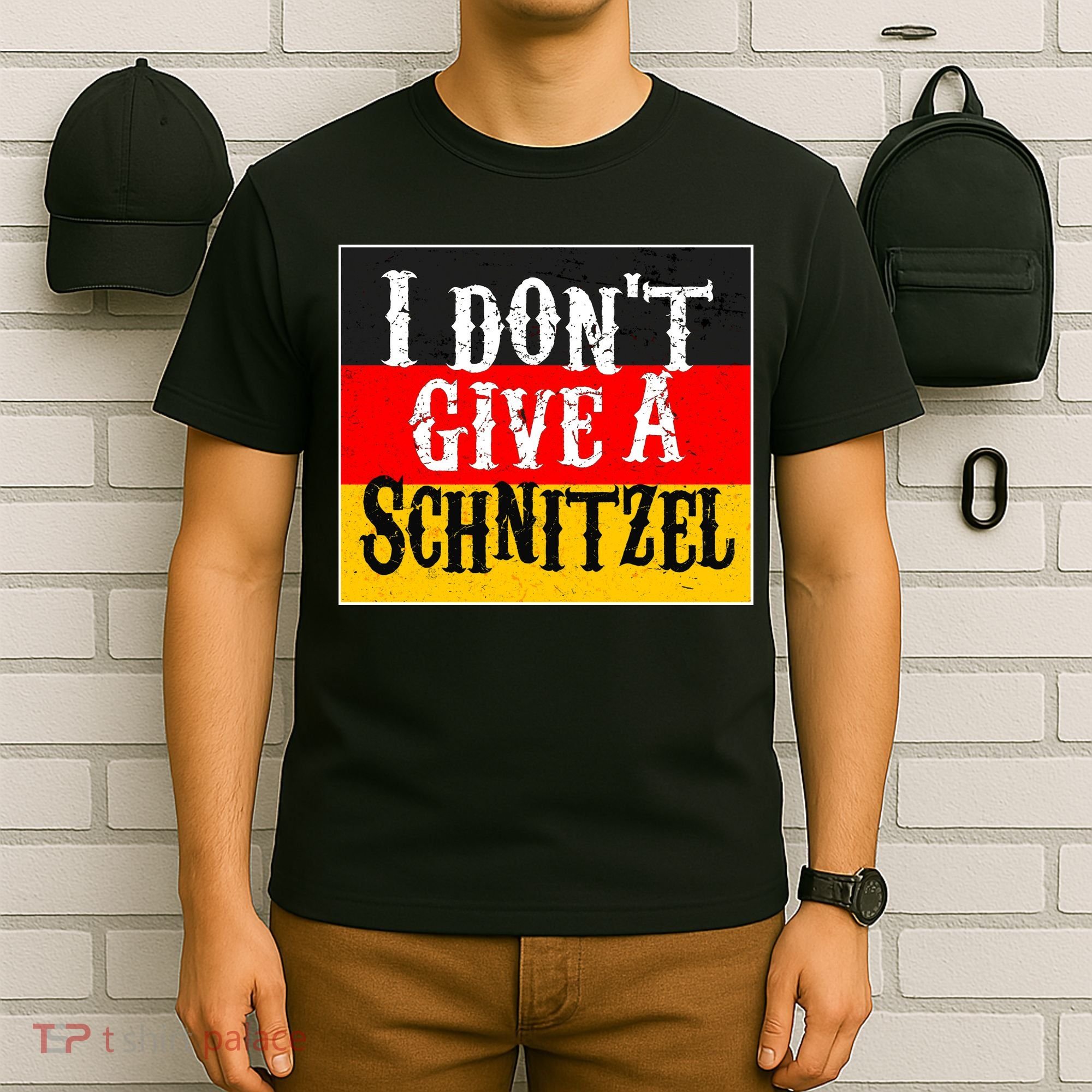 Oktoberfest I Don't Give A Schnitzel German Flag T-Shirt