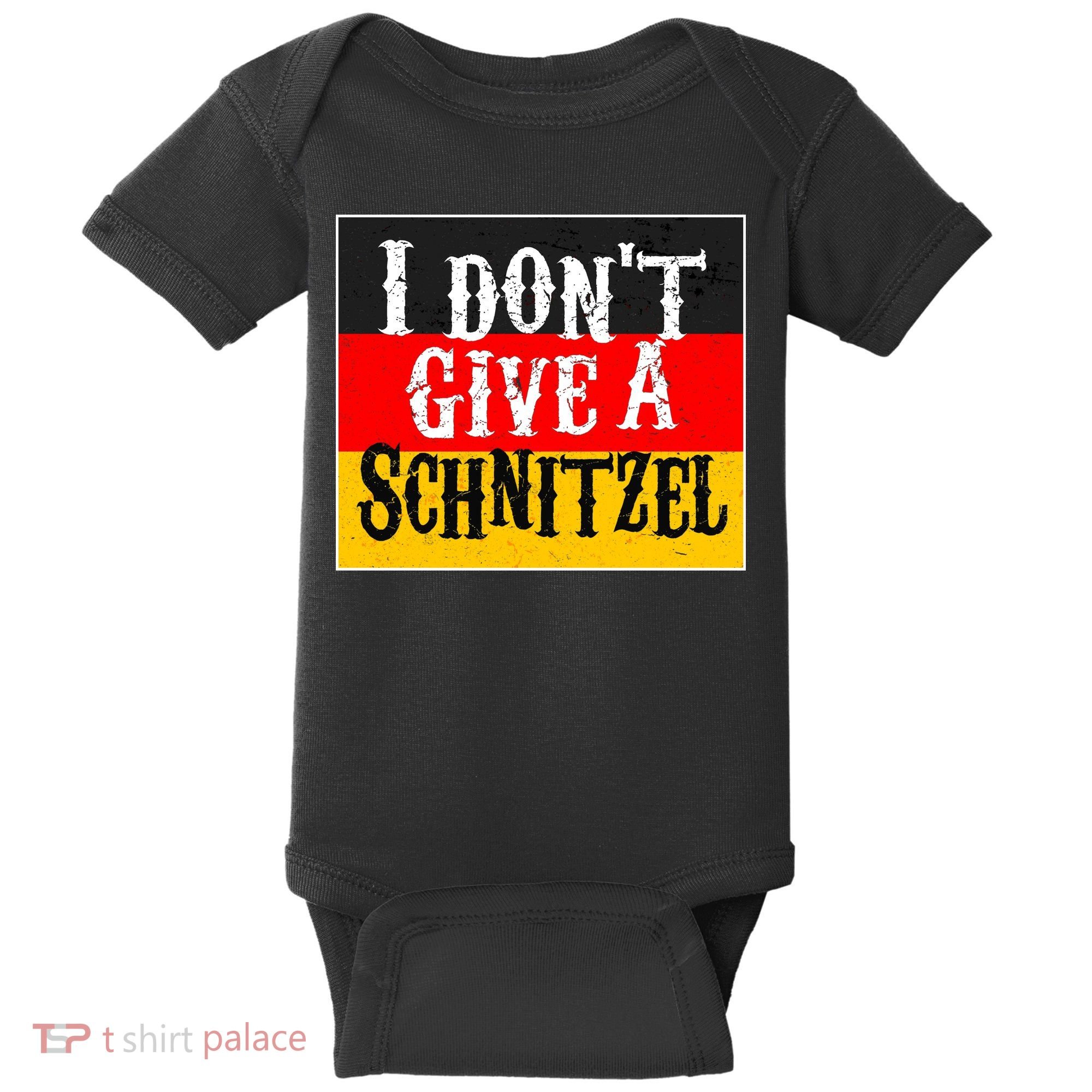 Oktoberfest I Don't Give A Schnitzel German Flag Baby Bodysuit