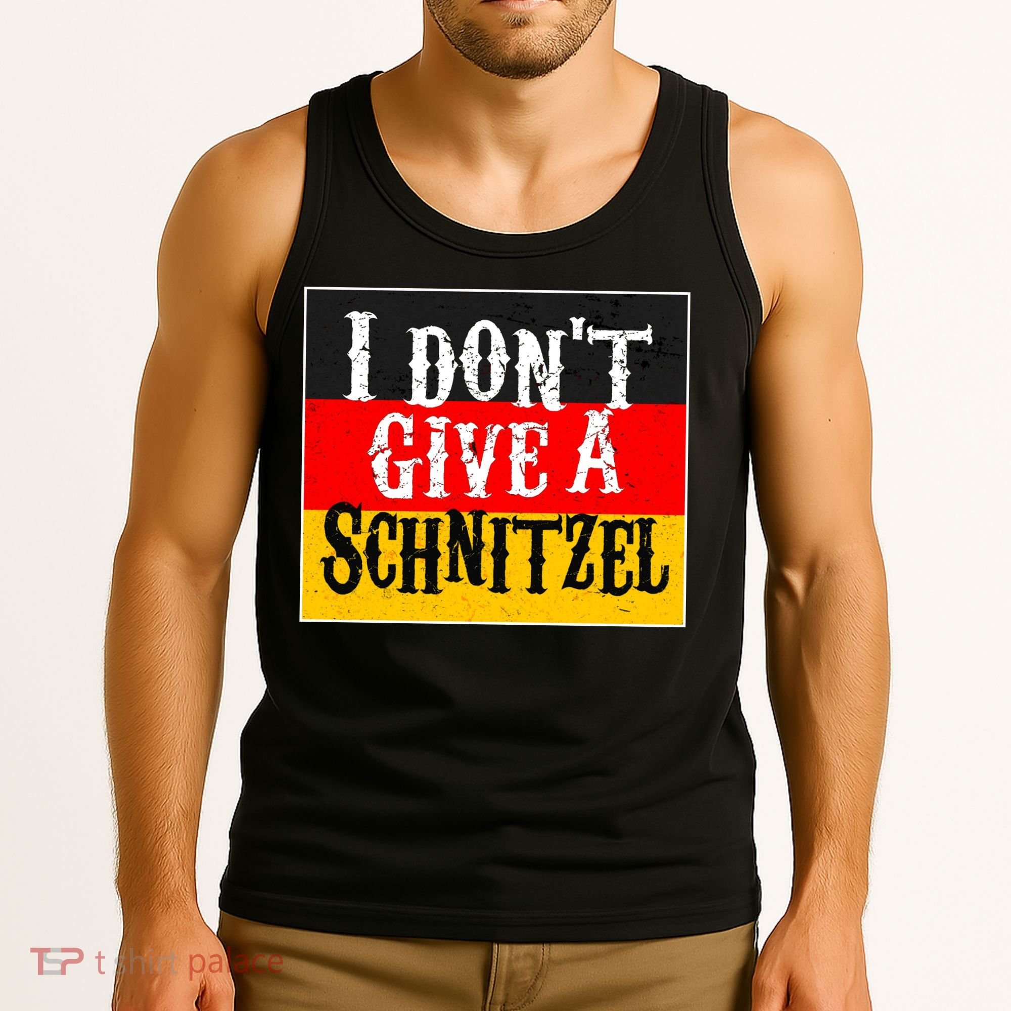 Oktoberfest I Don't Give A Schnitzel German Flag Tank Top