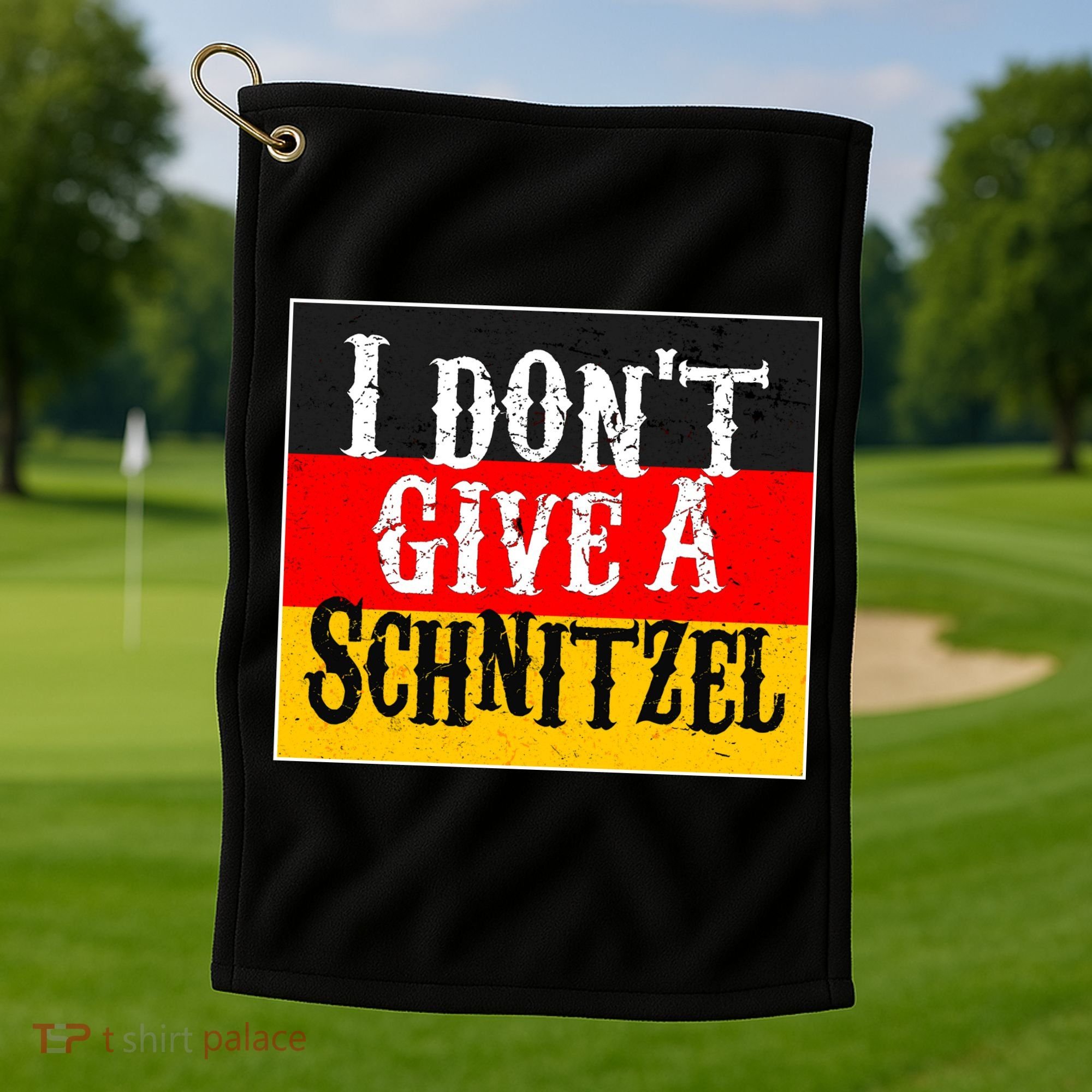 Oktoberfest I Don't Give A Schnitzel German Flag Golf Towel
