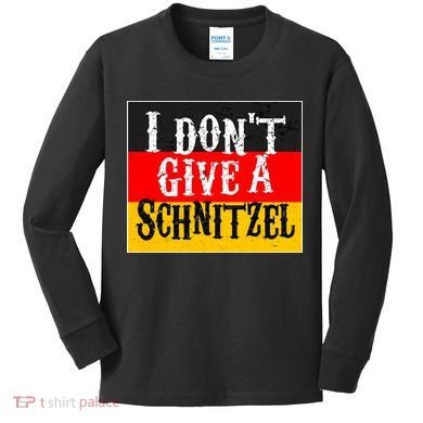 Oktoberfest I Don't Give A Schnitzel German Flag Kids Long Sleeve Shirt