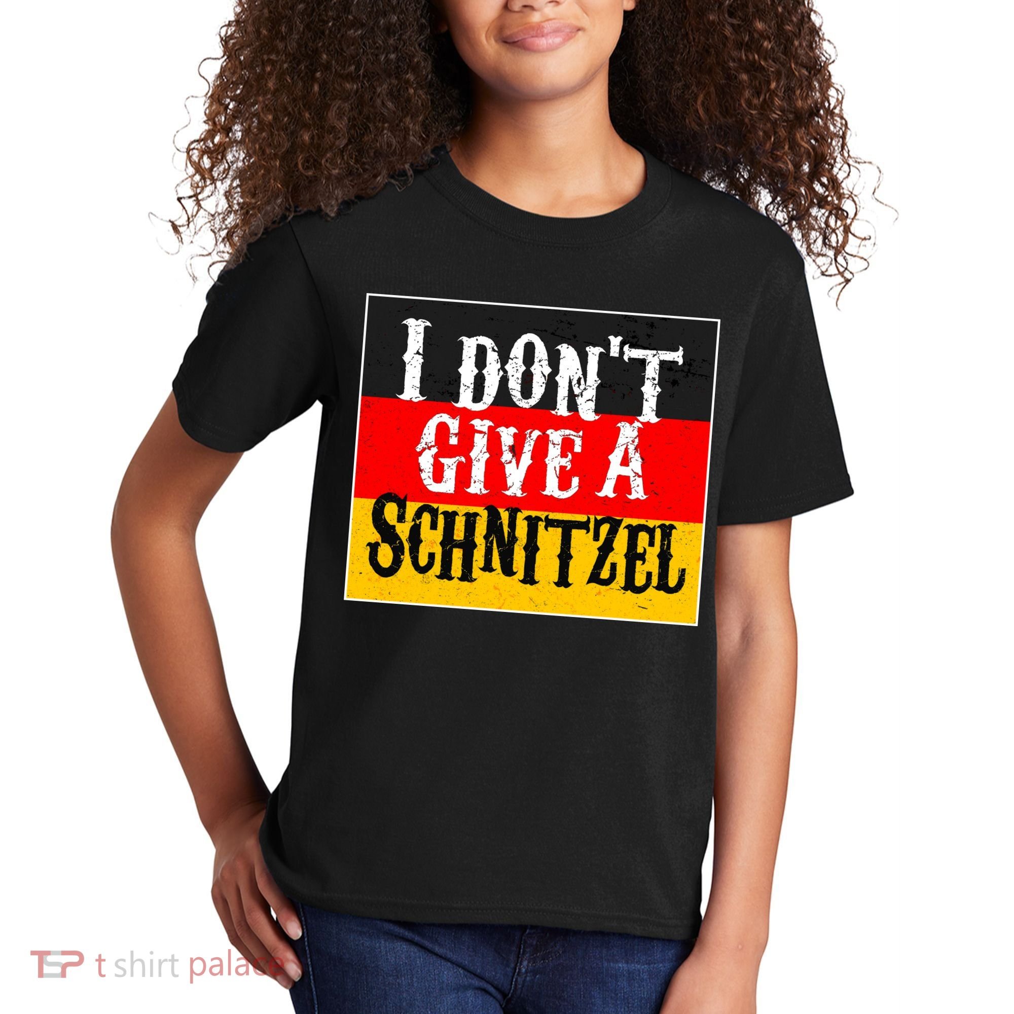 Oktoberfest I Don't Give A Schnitzel German Flag Kids T-Shirt