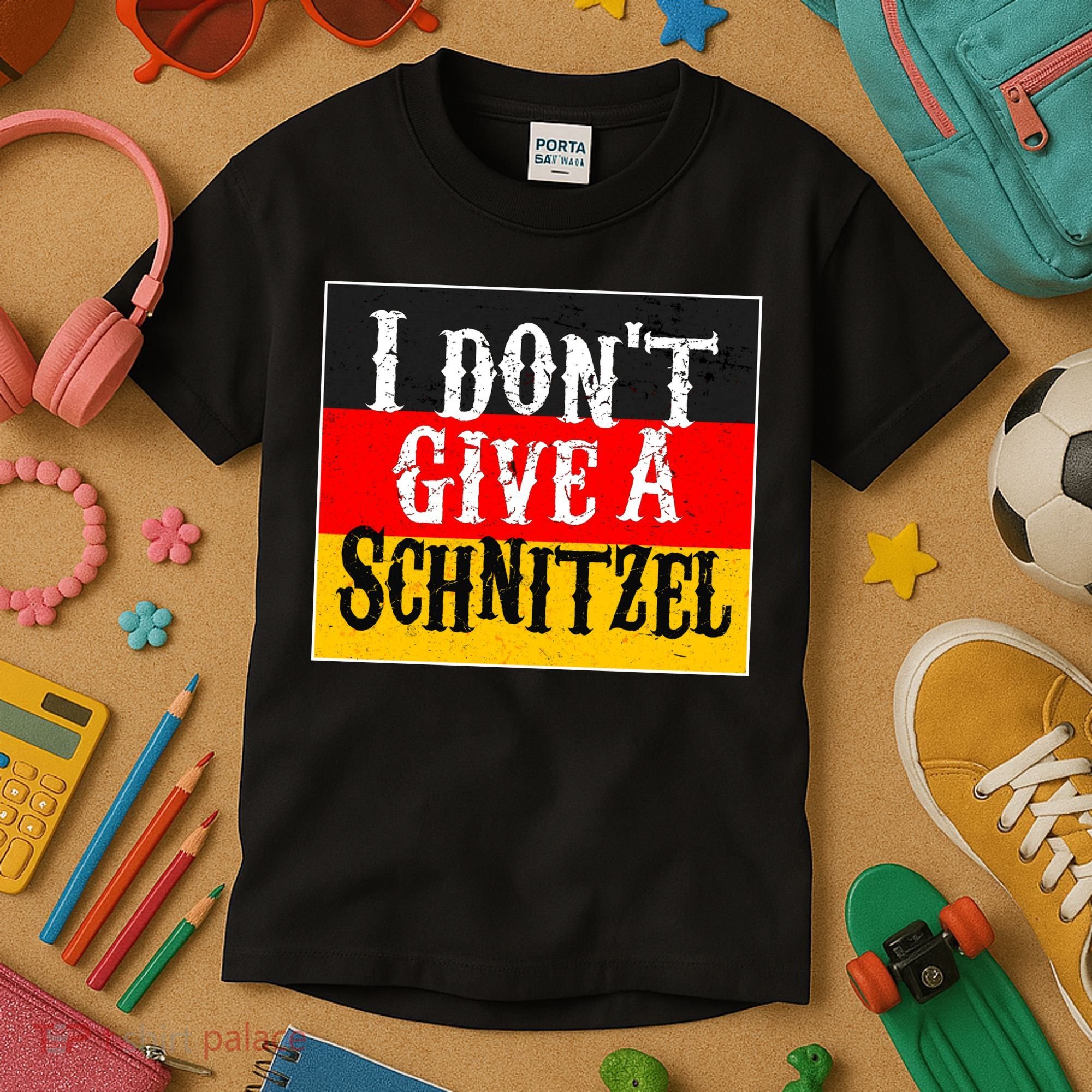 Oktoberfest I Don't Give A Schnitzel German Flag Kids T-Shirt
