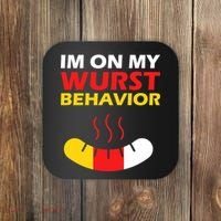 Oktoberfest I'm On My Wurst Behavior  Coaster thumb 0