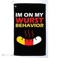 Oktoberfest I'm On My Wurst Behavior  Golf Towel thumb 0