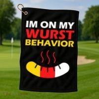 Oktoberfest I'm On My Wurst Behavior  Golf Towel thumb 1