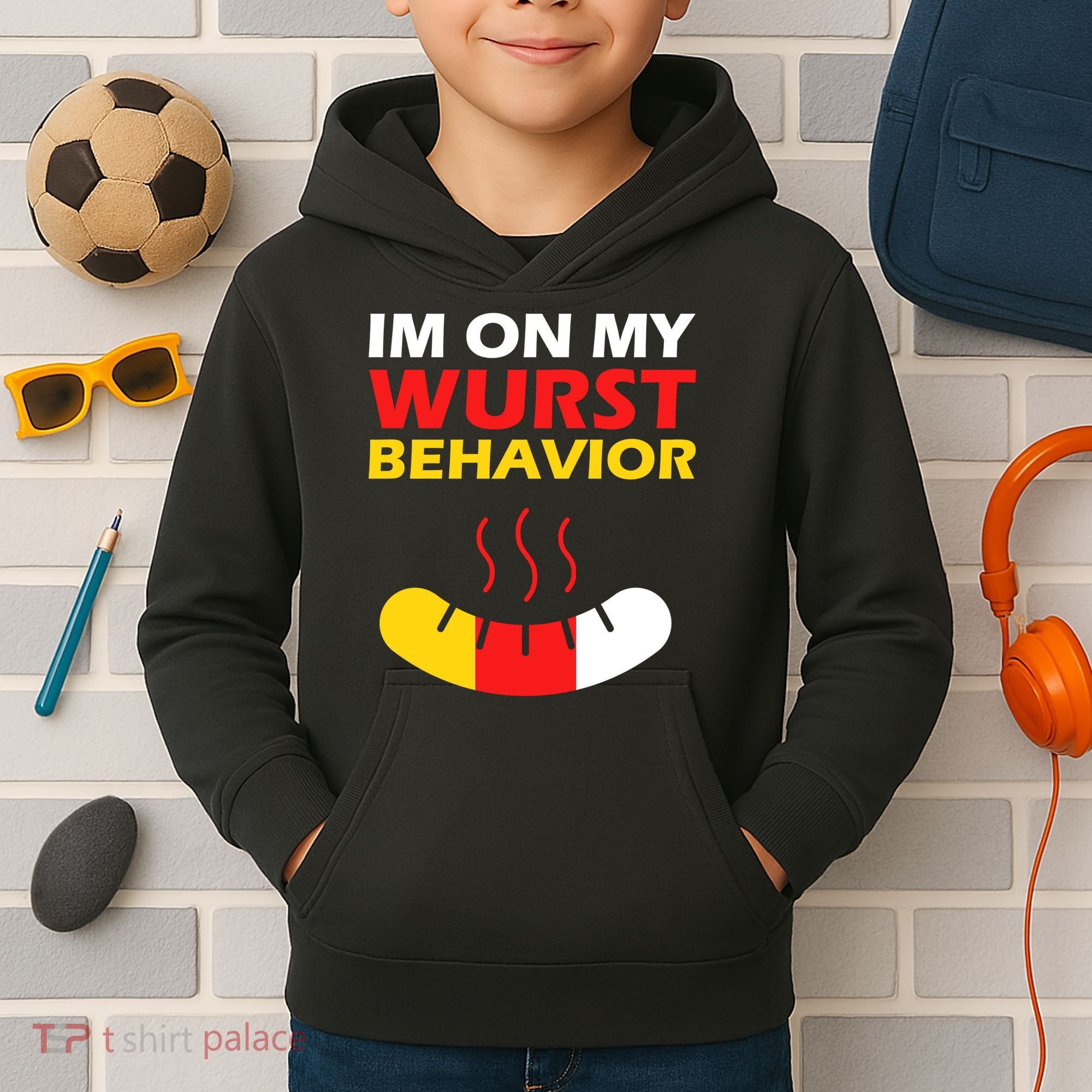 Oktoberfest I'm On My Wurst Behavior  Kids Hoodie