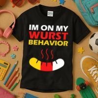 Oktoberfest I'm On My Wurst Behavior  Kids T-Shirt thumb 3