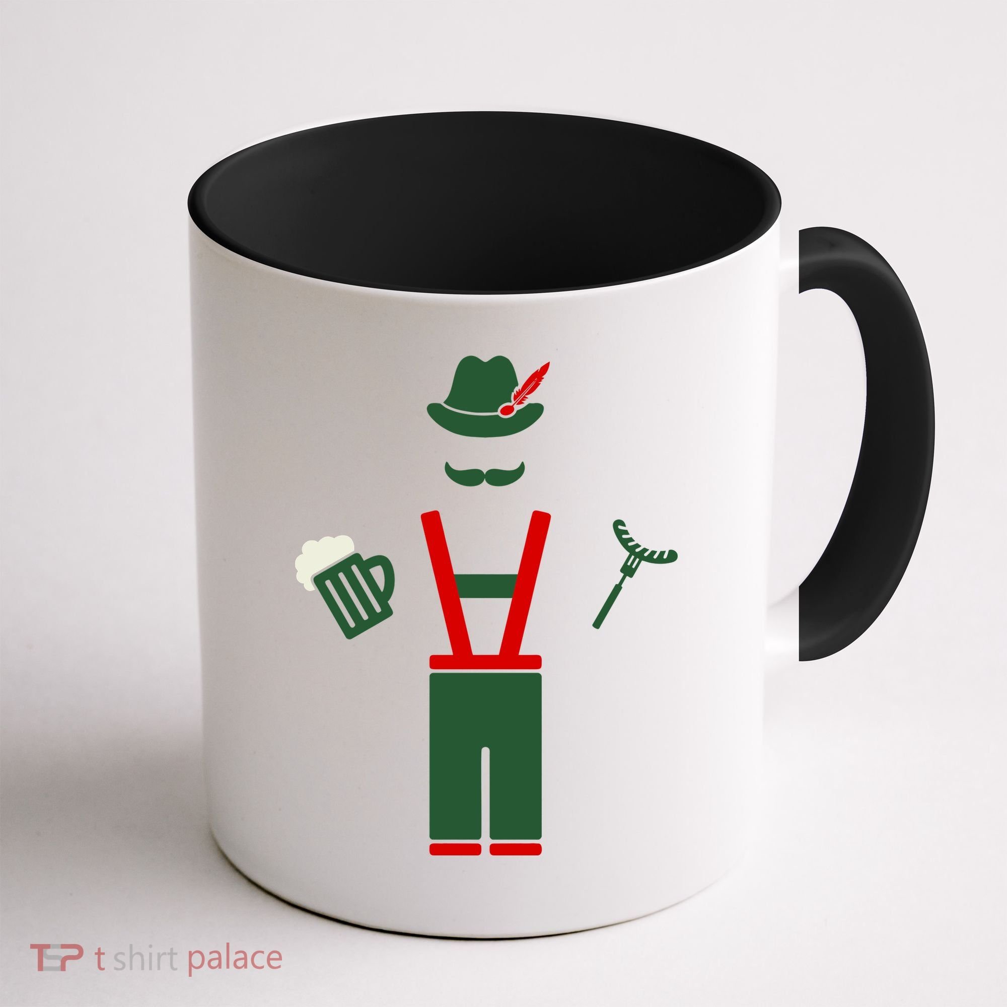 Oktoberfest Mustache Lederhosen Beer & Sausage Icon Coffee Mug