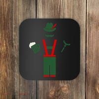 Oktoberfest Mustache Lederhosen Beer & Sausage Icon Coaster thumb 0